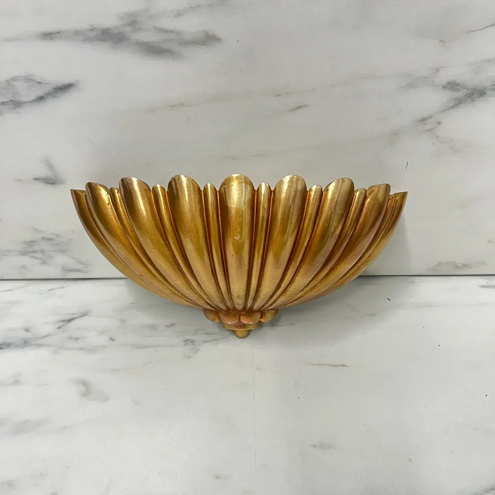 Vintage gold wall pocket syroco resin regency decor